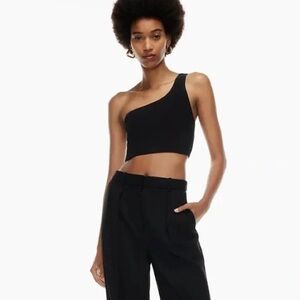 Babaton Black One-Shoulder Sculpt Knit Crop Top